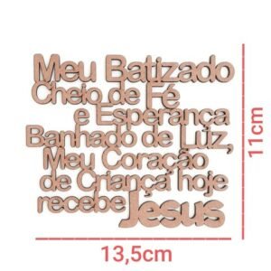 Aplique Meu batizado cheio de fé e esperança... ref 1819