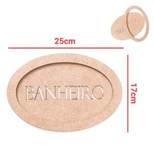 Placa Oval com moldura Banheiro ref 1514