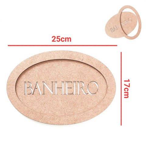 Placa Oval com moldura Banheiro ref 1514
