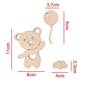 Aplique Urso + balão + nuvem ref 2417