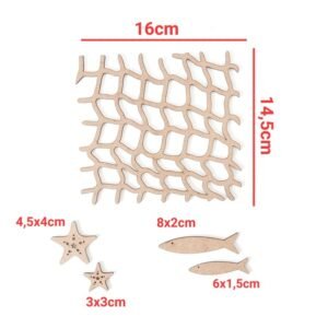 Aplique rede de pesca + peixes + estrelas do mar ref 1628