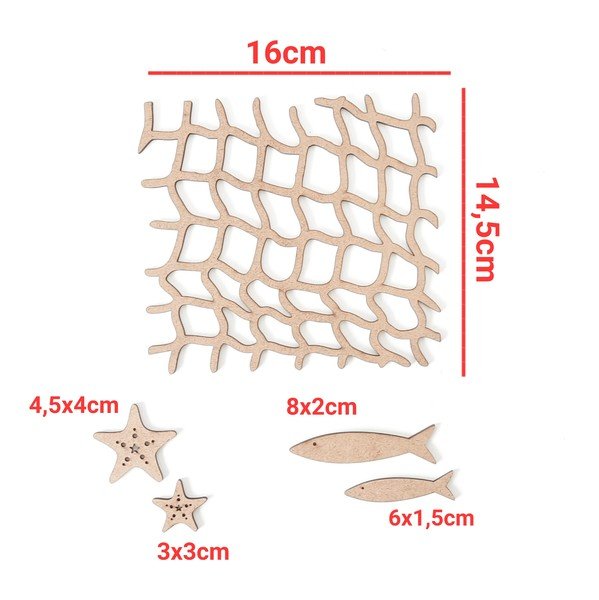 Aplique rede de pesca + peixes + estrelas do mar ref 1628