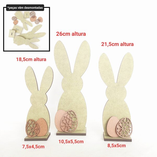 Kit Trio Coelhos c/ ovos ref 2308/2309/2310/2515