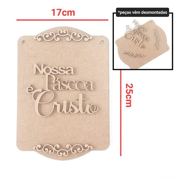 Kit Placa + Nossa Páscoa é Cristo ref 1304/1919/1389