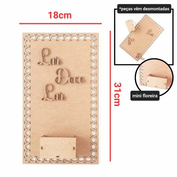 Kit Placa + Floreira + Lar Doce Lar ref 965/767/477