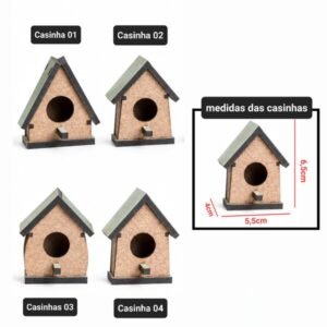 kit 4 Mini Casinhas Passarinho ref 2574/2575/2576/2577