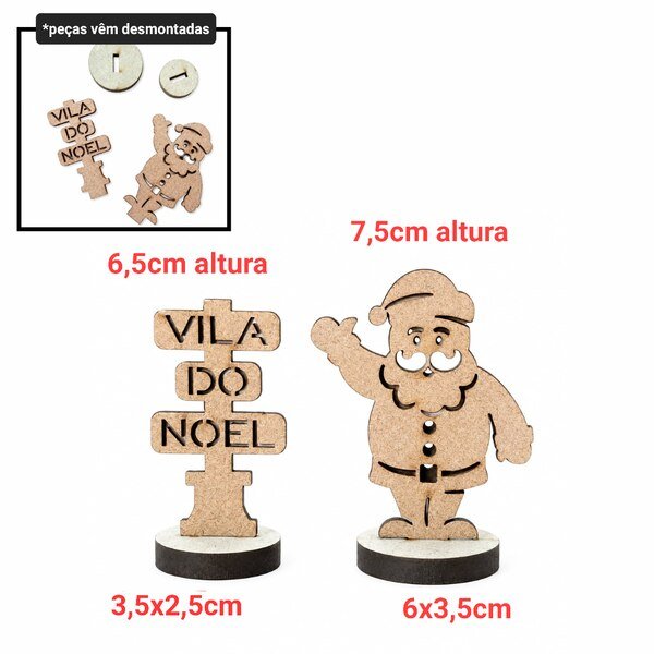 Kit Papai Noel + placa Vila do Noel ref 007