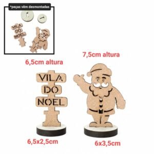 Kit Papai Noel + placa Vila do Noel ref 007