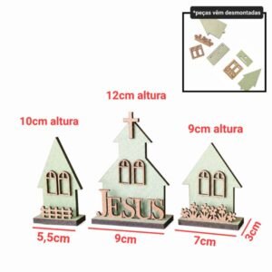 Kit igreja + 2 casinhas ref 108/1160/1161